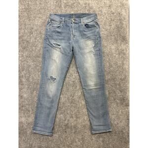 7 For All Mankind Josefina Skinny Boyfriend Distressed Jeans Womens Sz 28 Blue